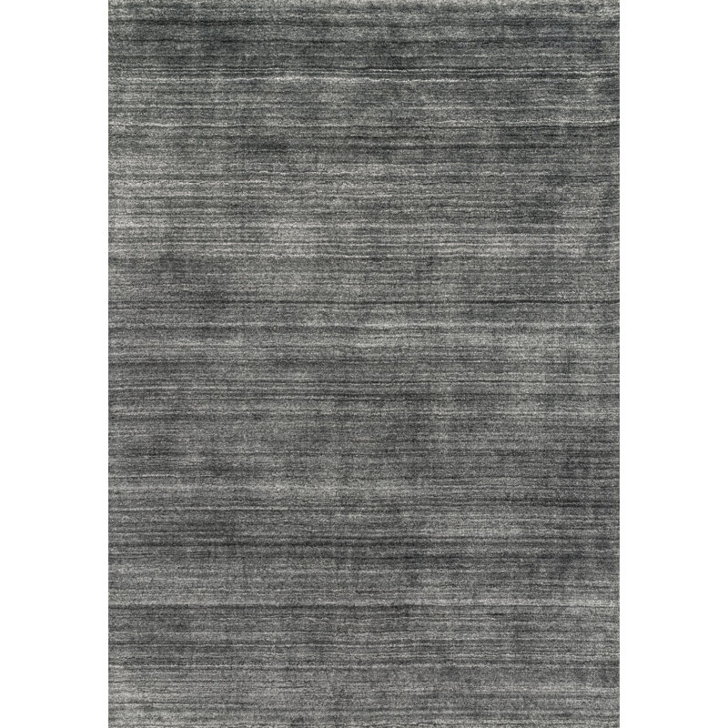 Tapis gris anthracite tissé à la main Nugent, Rectangle 7 pi 6 po x 9 pi 6 po
