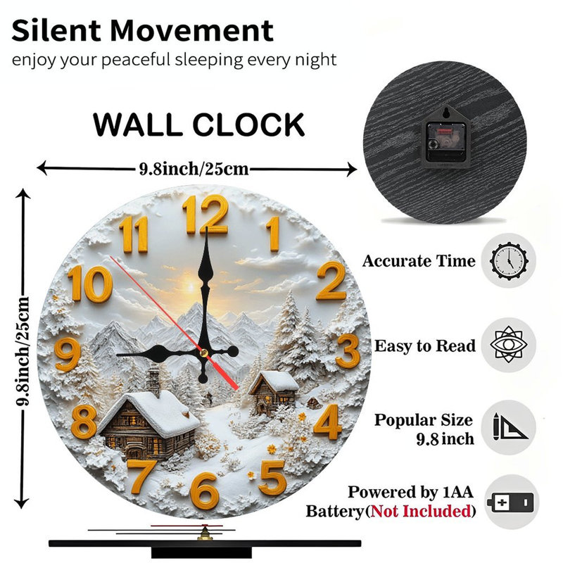 Horloge murale Winter Cabin