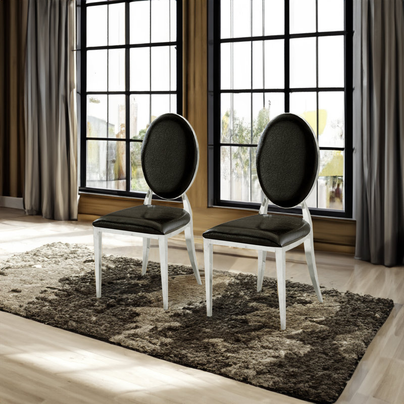Chaises de salle à manger modernes, chaises de cuisine en similicuir Dilks, Noir, Doré