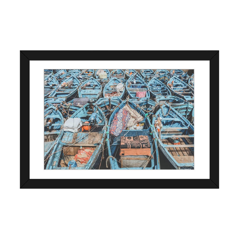Essouira, Maroc par Luke Anthony Gram - reproduction de photo sur toile tendue, Papier d'art encadré noir, Blanc