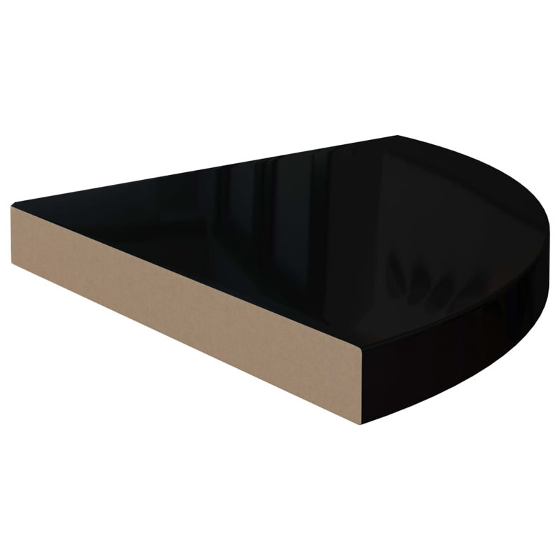 Wall Corner Shelf Floating Corner Shelf Wall Mounted Display Shelf, 13.8" H x 13.8" W x 1.5" D, High Gloss Black