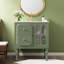 Meuble-lavabo de 30 po avec lavabo en céramique - Porte en verre - Structure en pin massif - Lavabo en céramique brillante - Compatible avec un robinet de 8 po?-1803191282
