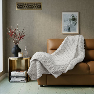 Hearth & Stone Chunky Knit Blanket - Soft Knitted Yarn Large Throw (50in)
