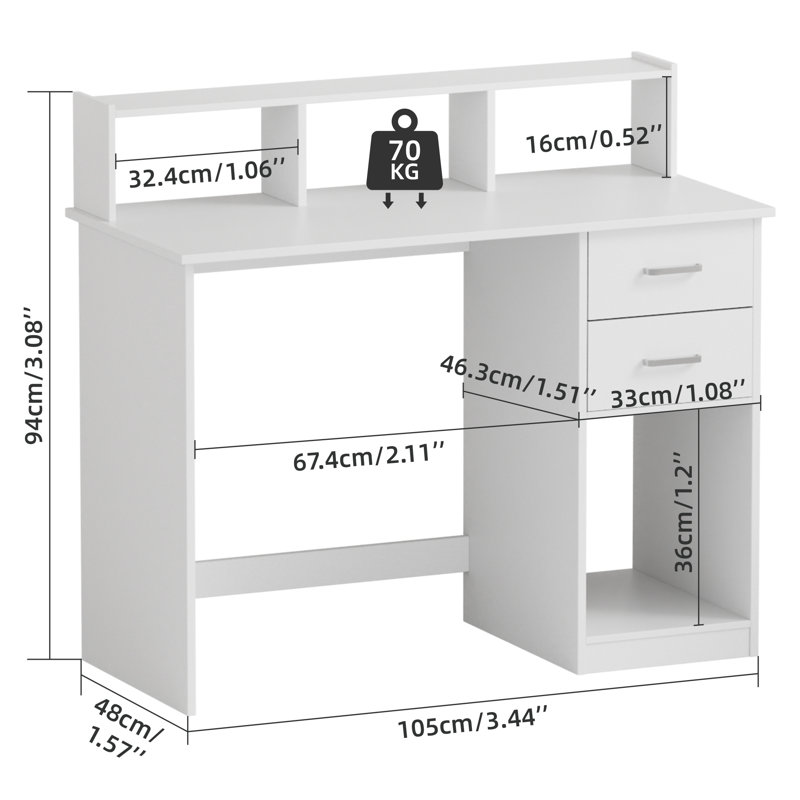 Raedon Computer Desk, White