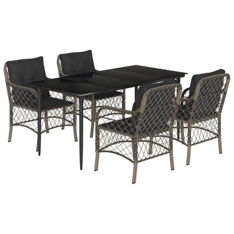 Ensemble bistro avec coussins en poly Bay Bay Home ™, H 29,1 po x l 63 po x P 31,5 po, Gris foncé / Gris, 4
