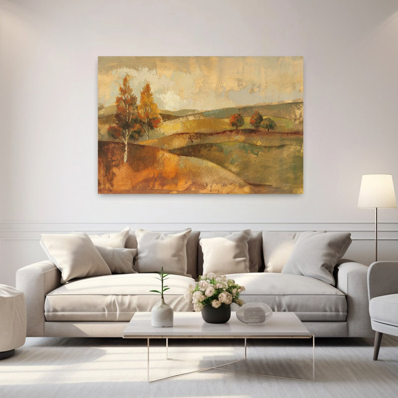 Paysage d'automne contemporain abstrait d'automne, H 40 po x l 60 po