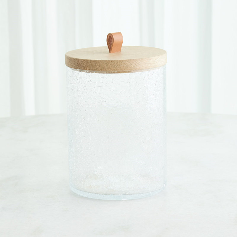 Crackle Glass Canister w/Lid, 89.6 oz