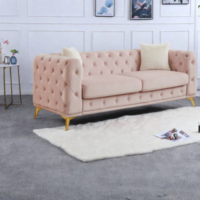 Canapés luxueux en velours rose, design élégant capitonné pour la maison
