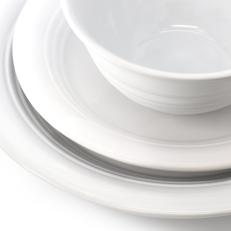 Martha Stewart 32 Piece Stoneware Dinnerware and Flatware Combo Set in Linen
