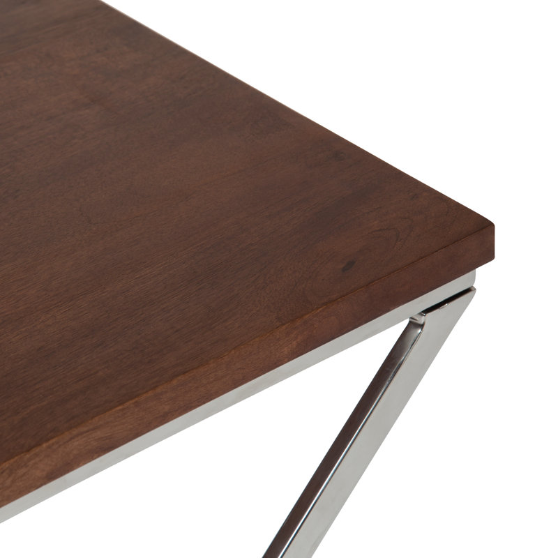 Table de bout Egmont, Plateau noyer brun / base argent