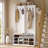 39.4" W Hall Tree with Bench and Shoe Storage, Modern Multiple Functions Hallway Coat Rack with 10 Shoe Cubbies for Entryway, Foyer, and Stairway