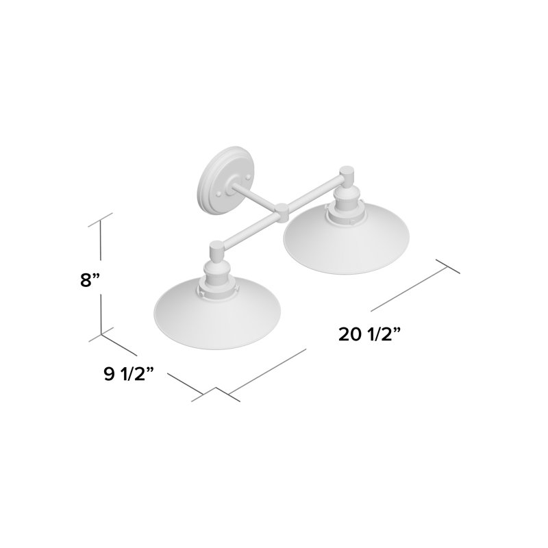 Éclairage de salle de bain à intensité variable 2 lumières Balakrishna, Nickel brossé, Deux lumières