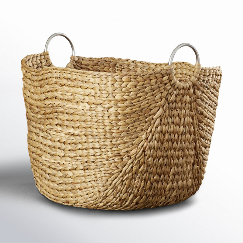 Milnor Seagrass Handmade Woven Decorative and Functional Storage Basket, 100.92, Brown/Silver