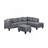 104.5" Upholstered Sofa,Chaise & Ottoman , Gray