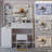 41" Large Size Left Bedside Cabinet Vanity Table+Cushioned Stool, Extra Large Touch Control LED Mirror, 3-color Switch, Multi Layer High Capacity Storage Fashionable Dresser, Suitable For Large Space-626201844