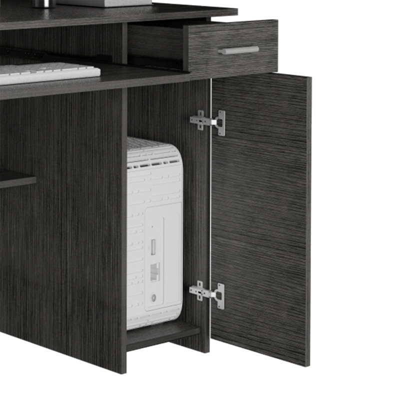 Smokey Oak 2-Drawer 7-Shelf Computer Desk With Hutch