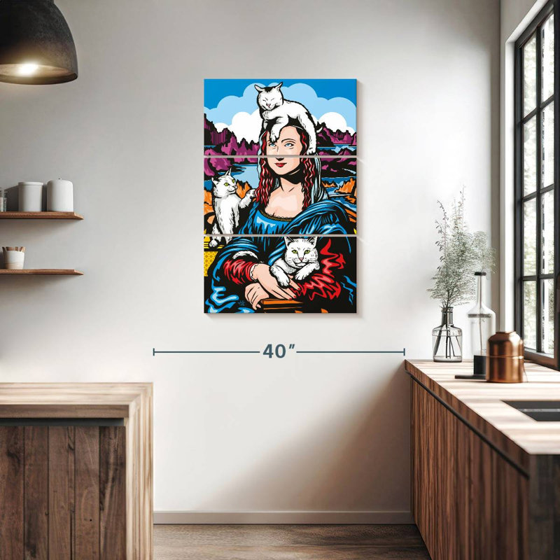 Ketti Mona Lisa avec chats, H 38 po x l 24 po