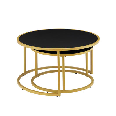 Modern Nesting Round Coffee Table With Base,Accent Tea Table For Living Room Set Of 2 by Ivy Bronx