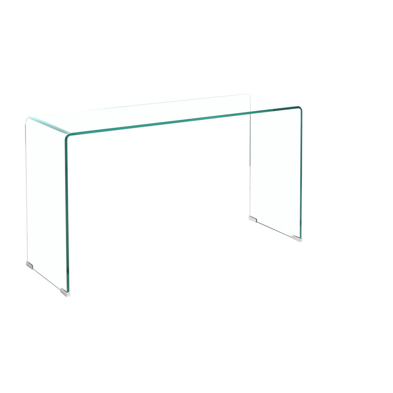 Bureau d'étude en verre transparent avec coins arrondis - surface à gratter pratique et fonctionnelle pour table trempée à long terme, plateau transparent, bords simples et élégants