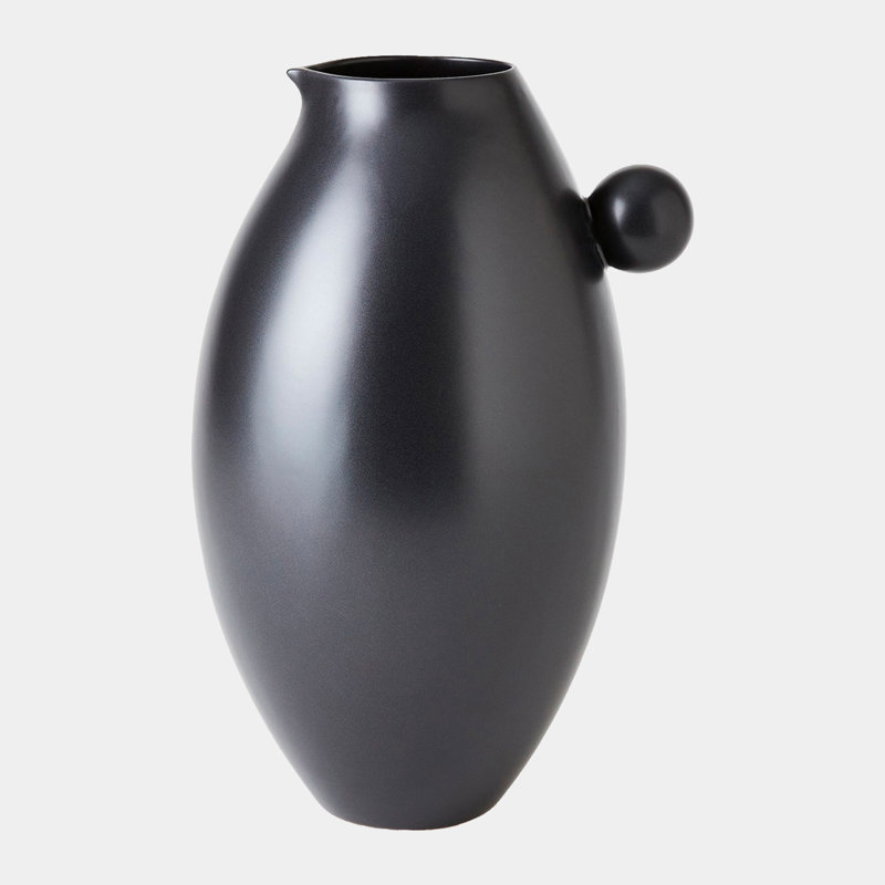 Ball Ceramic Pitcher, 160 Ounces, Black