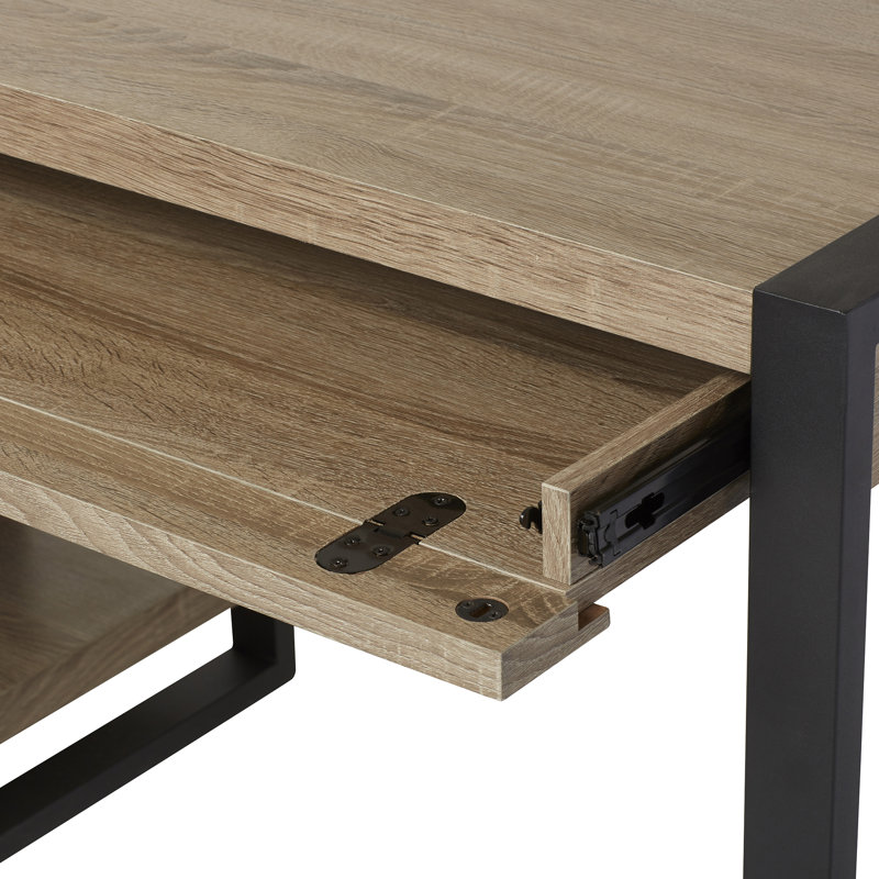 Aalyssa 1-Drawer Desk with USB Port, Driftwood/Black