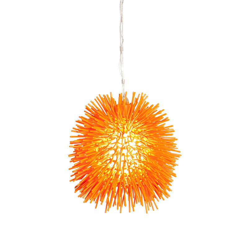 Urchin 1-Light Mini Pendant - Electric Pumpkin, Electric Pumpkin, 10" H x 9" W x 9" D