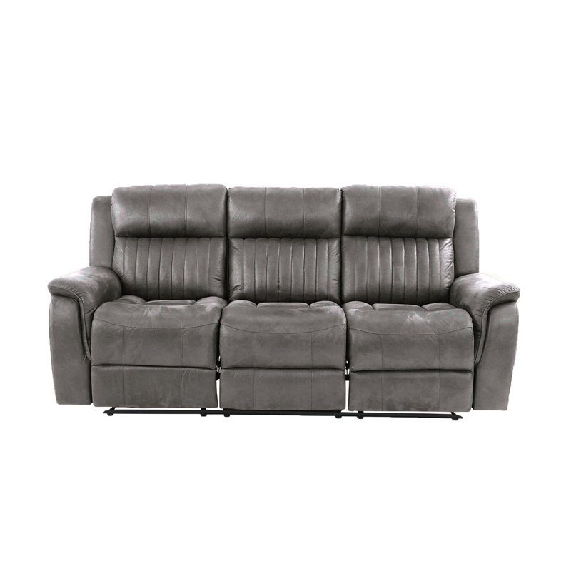 Mahlon 84'' Faux Leather Reclining Sofa, Gray  Faux Leather
