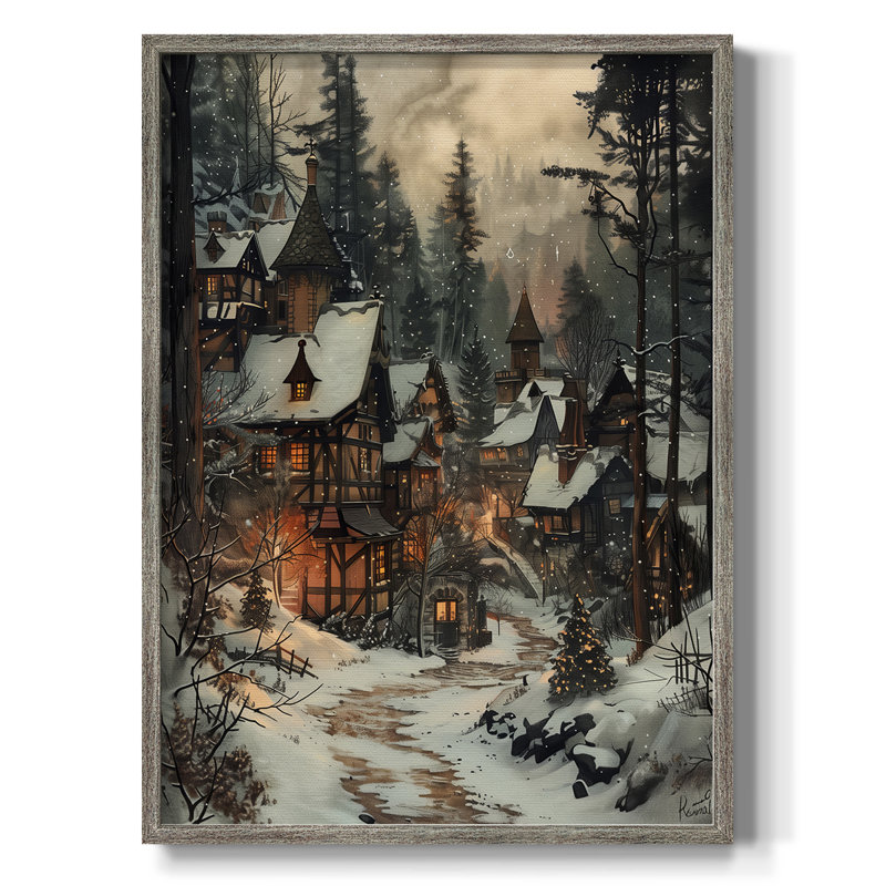 «Christmas Holiday» DCXXII, reproduction d'art encadrée - bois massif, H 21 po x l 17 po
