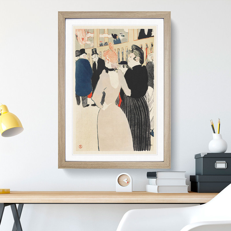 La Goulue and Her Sister Vol.2 by Henri De Toulouse-Lautrec - Picture Frame Painting, Oak Framed, 48cm H x 36cm W x 2cm D