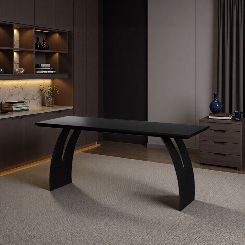 Bureau d'écriture durable en bois de frêne noir, H 29,52 po x l 70,86 po x P 23,62 po