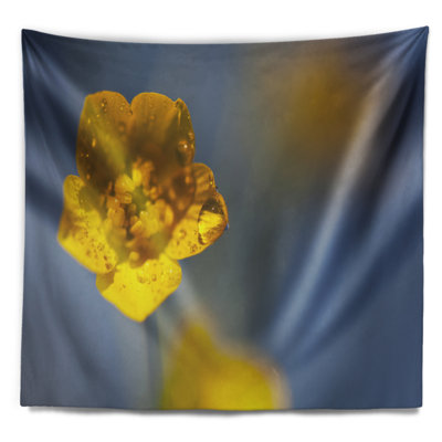 Tapisserie florale solitaire grande fleur jaune