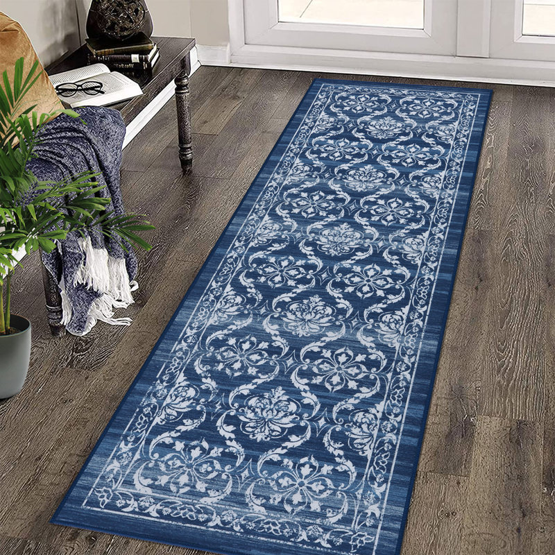 Washable Floral Indoor Rug, Runner 2' x 8'