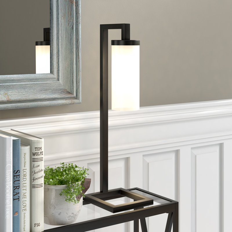 Malva Metal Desk Lamp, Blackened Bronze, White Glass