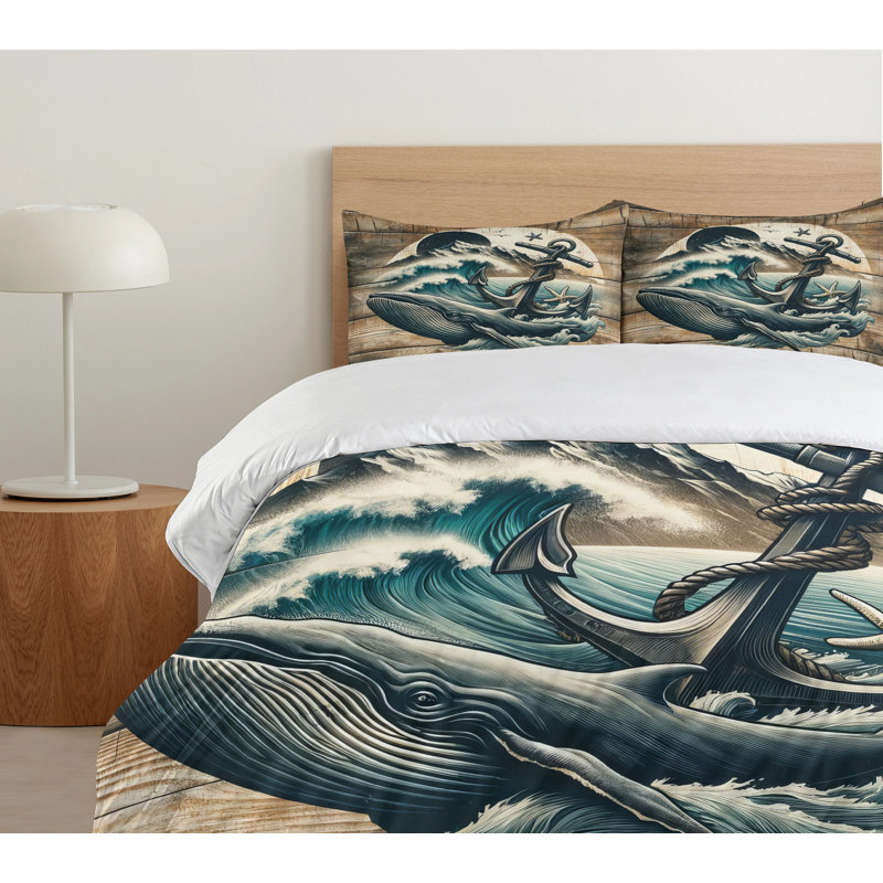 Nautical Duvet Cover, California King Duvet Cover + 2 Standard Shams