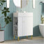 Meuble-lavabo blanc 21,6 po, armoire combinée, meuble de rangement pour salle de bain, lavabo simple en céramique, rangement à gauche-136448010