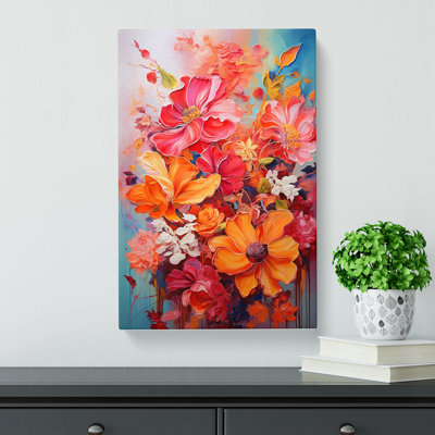 Floral Action Painting No.2 - Wrapped Canvas