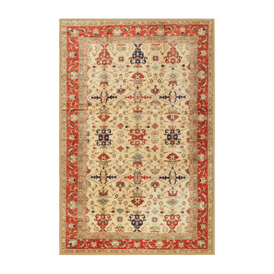 Tapis orange traditionnel/jaune clair Layana