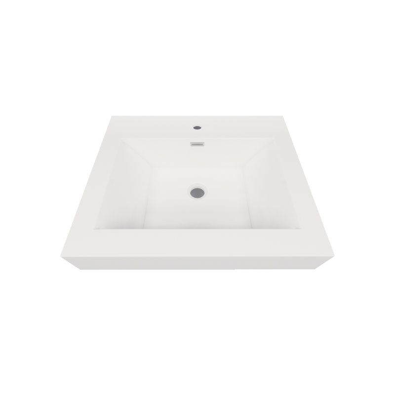 Better Vanity 19.5'' High Gloss White Stone Rectangular Bathroom Sink with Overflow
