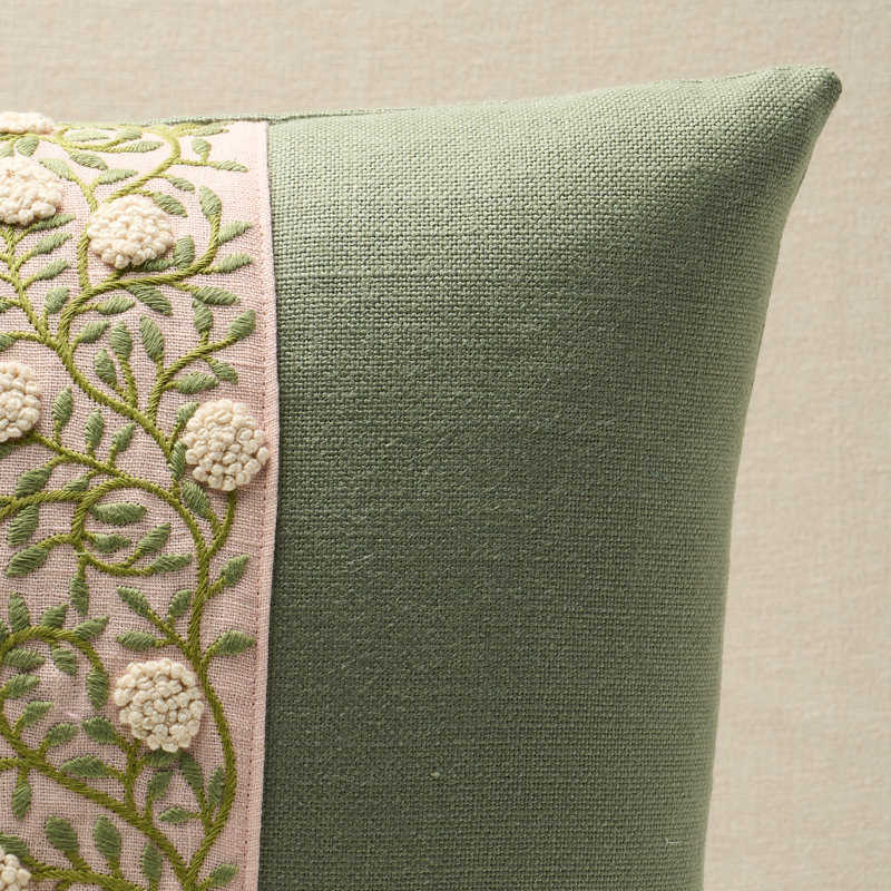 Ashoka Pillow, Olive Green Floral, 18"H x 18"W