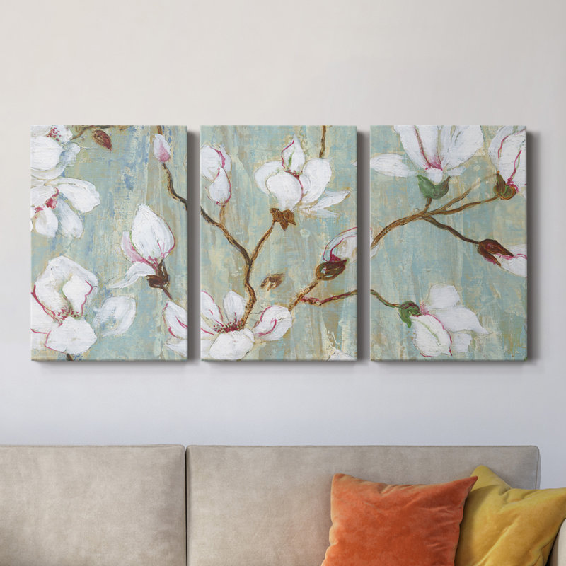 Dogwood Morning I - Toile tendue avec châssis de qualité supérieure - Prêt à être accroché, H 27 po x l 54 po x P 1 po