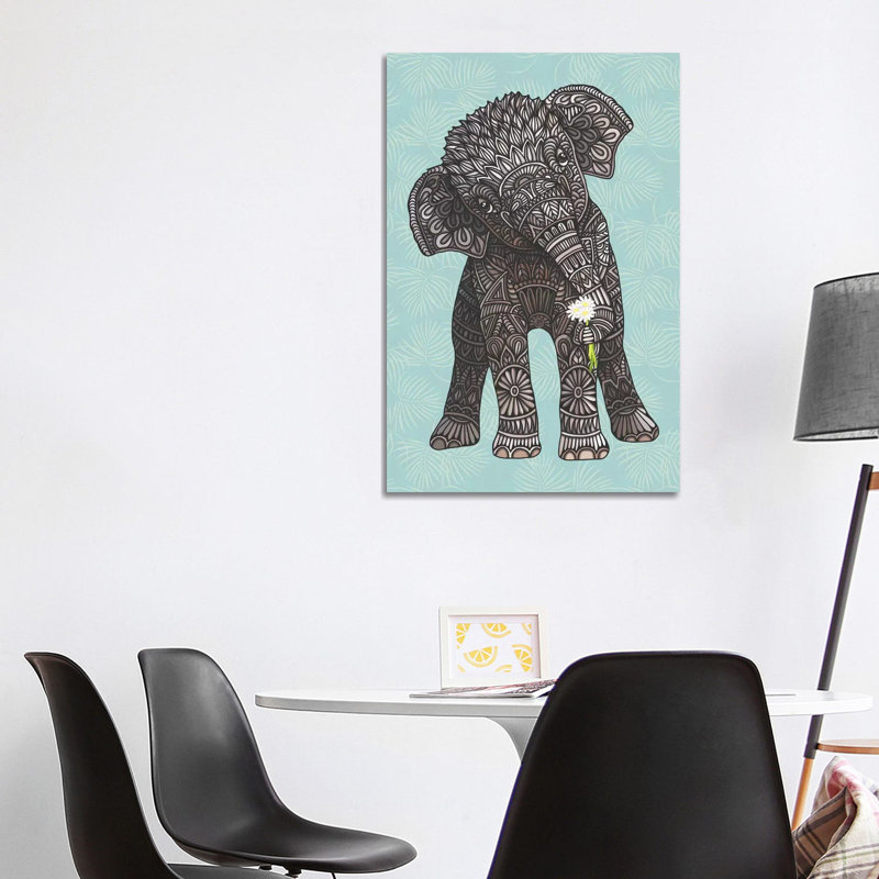 Baby Elephant - Teal by Angelika Parker - Wrapped Canvas Print, 101.6 cm H x 66.04 cm W