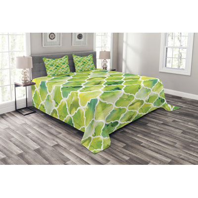 Adie Green/White Microfibre Bedspread Set
