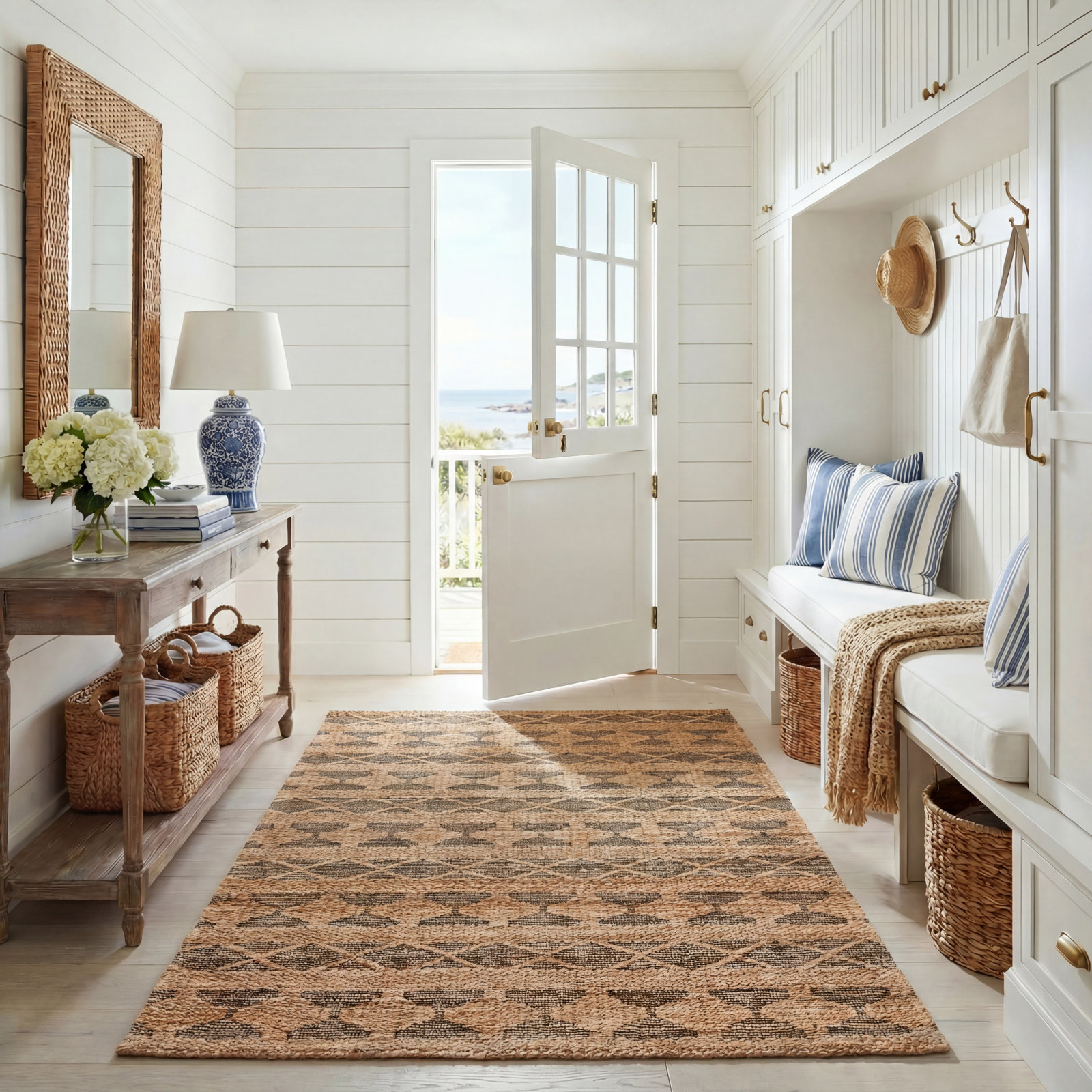 Hand-Woven Geometric Performance Rug, 5'-0" X 8'-0" Rectangle