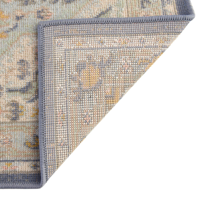 Joshette Oriental Sky Blue Area Rug, Octagon 7' x 7'