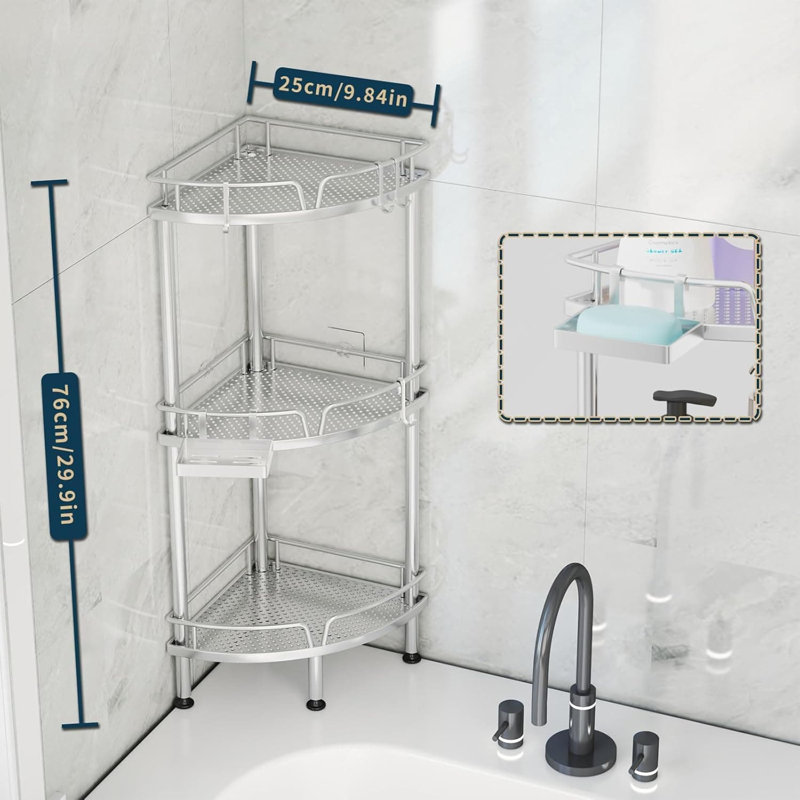 Support de support de douche en coin Consumest, Argent