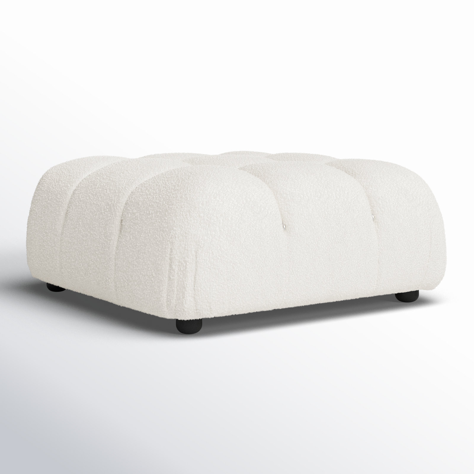 Reva 36" Ottoman, Ivory Boucle