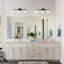 3-Lamp black white dimmable glass iron Vanity Light