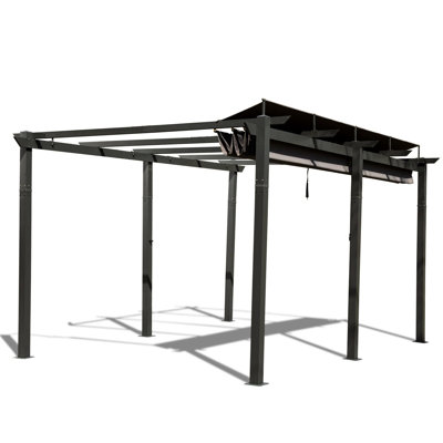 Pergola de détente d'extérieur 11 x 16 pi - gris foncé. Structure en aluminium, housse, réglable pour la vie en société - Auvent, Interaction