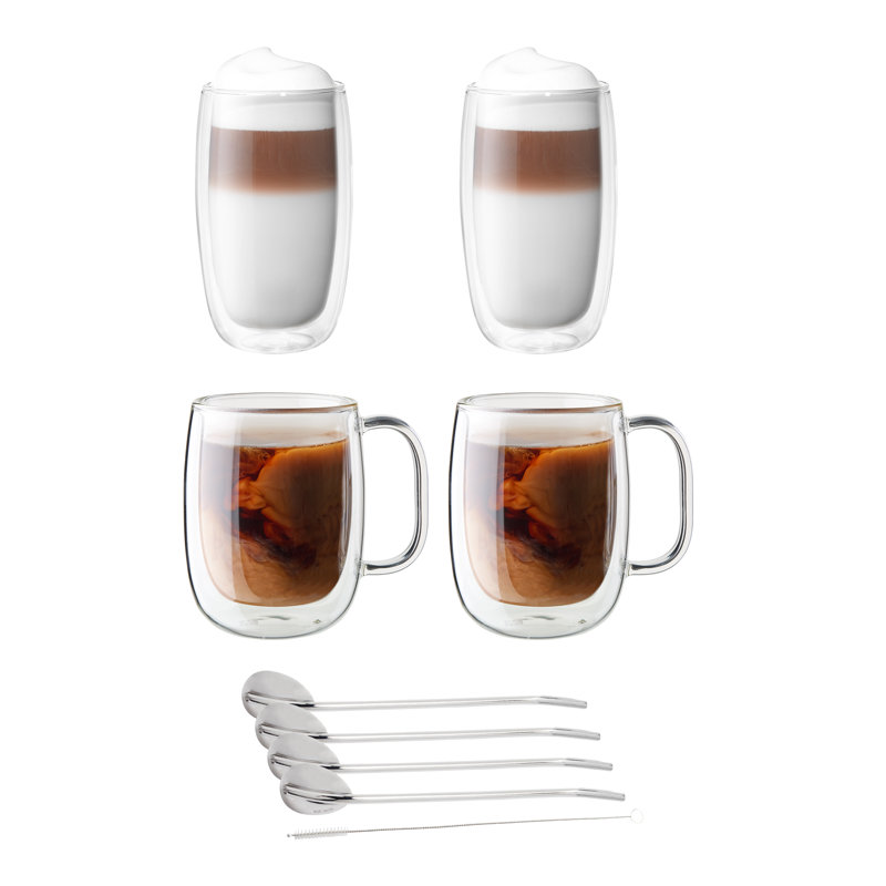 ZWILLING Sorrento Double-Wall Coffee and Beverage 9-Piece Glassware Set