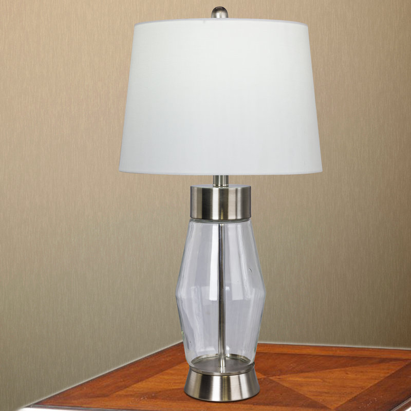 Lampe de table 26 po Resaca, Acier brossé, Blanc